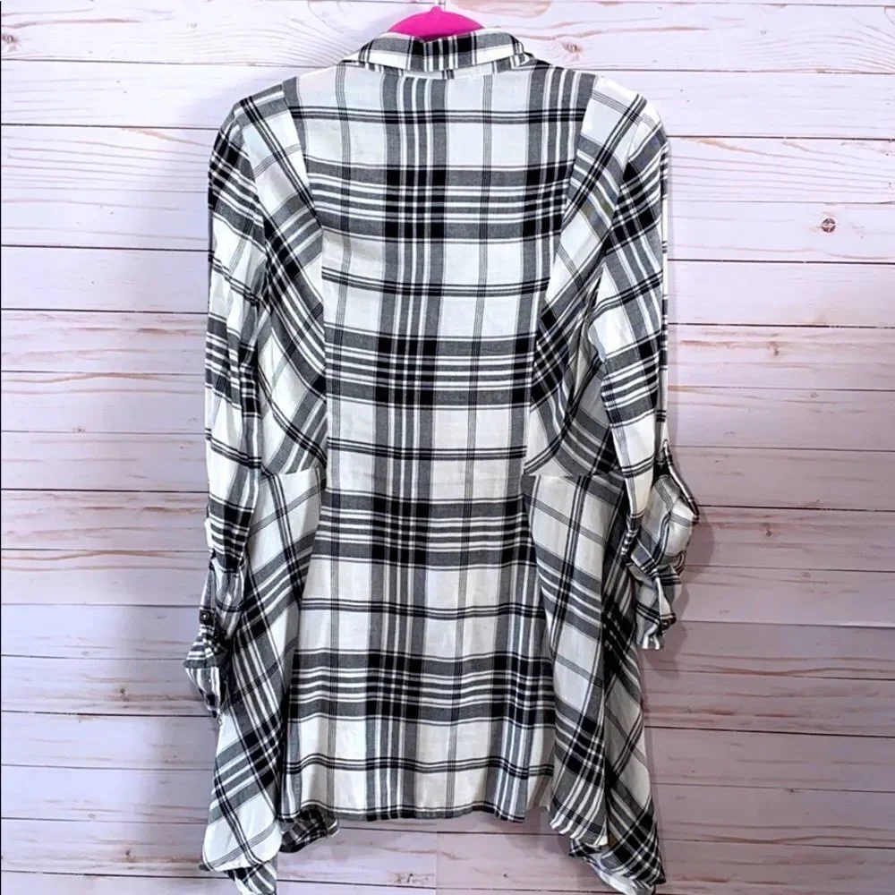 Vintage America Blues Embroidered Plaid  Button Down Shirt